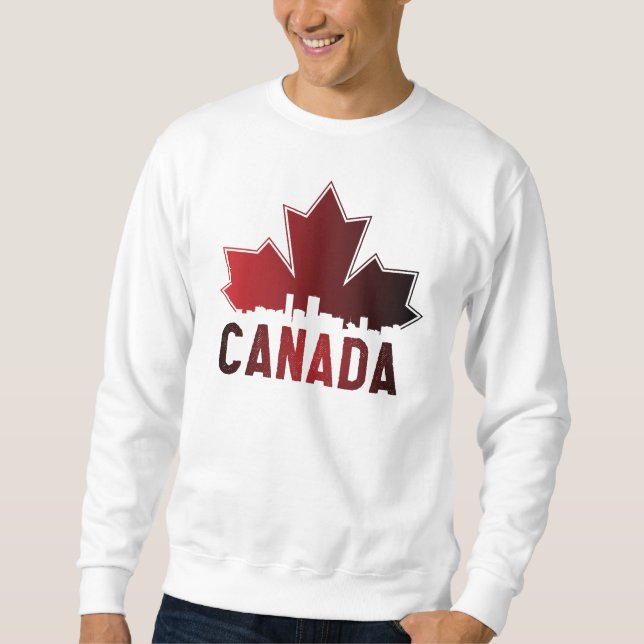 Canada Skyline Gradient Maple Leaf Patriotic Sweatshirt (Front)