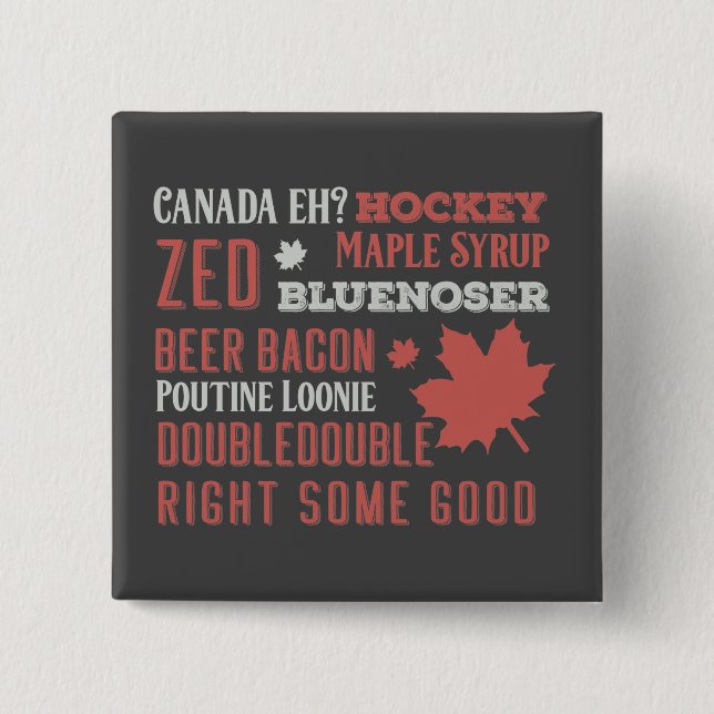 Canada Slang Subway Art    Button (Front)