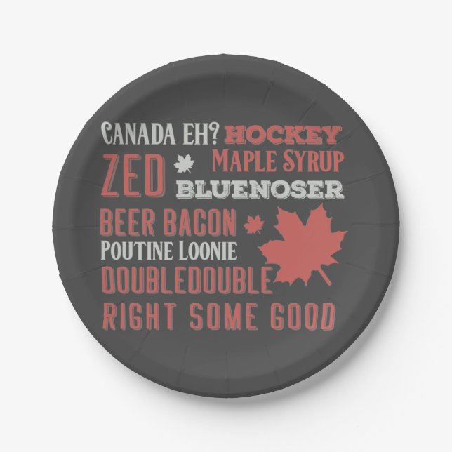 Canada Slang Subway Art Paper Plates (Front)
