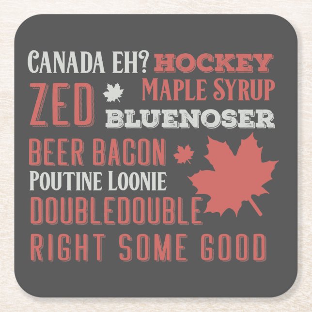 Canada Slang Subway Art Square Paper Coaster (Front)