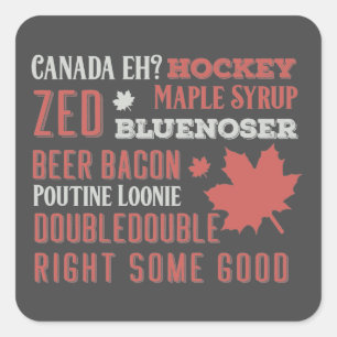 Canada Slang Subway Art Square Sticker