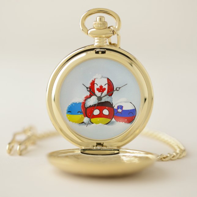 Canada Slovenia Ukraine Germany Polandball Trendy  Pocket Watch (Inside)