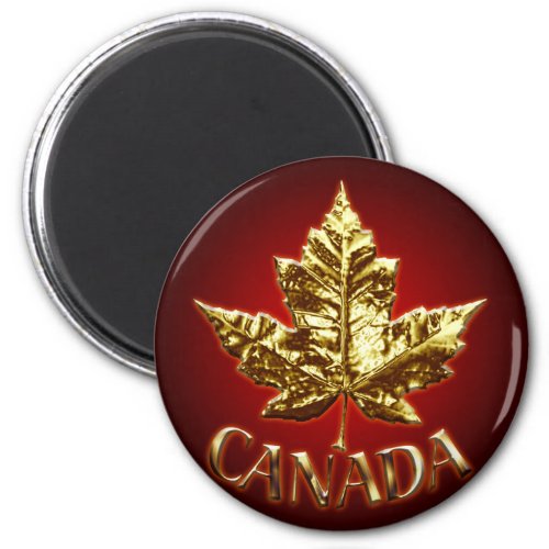 Canada Souvenir Fridge Magnet Gold Maple Leaf Gift
