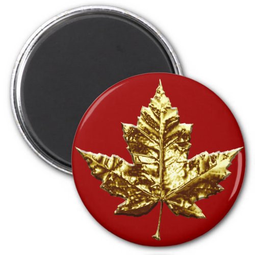 Canada Souvenir Fridge Magnet Gold Maple Leaf Gift