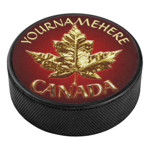 Canada Souvenir Hockey Puck Gold Medal Puck