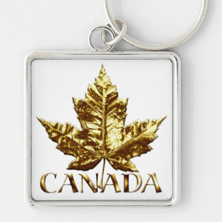 Canada Souvenir Key Chain Gold Chrome Maple Leaf
