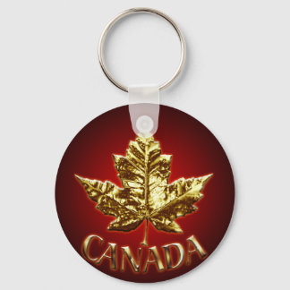 Canada Souvenir Key Chain Gold Chrome Maple Leaf