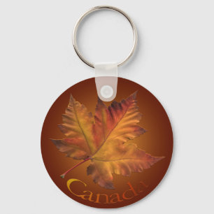 Canada Souvenir Key Chain Gold Chrome Maple Leaf