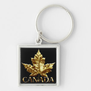 Canada Souvenir Key Chain Gold Chrome Maple Leaf