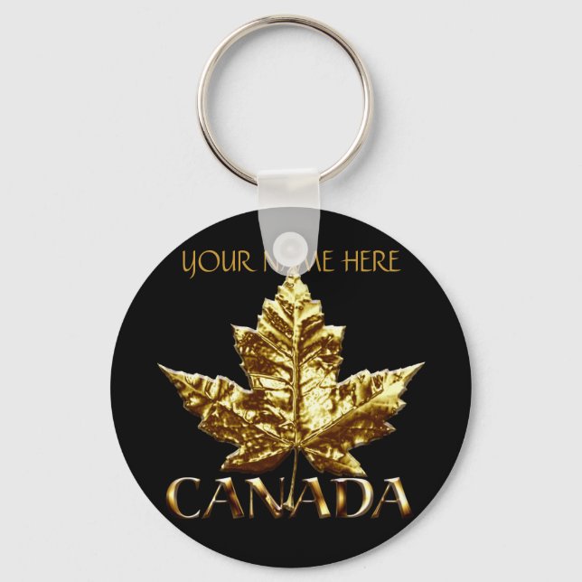 Canada Souvenir Key Chain Personalized Gold Medal (Front)