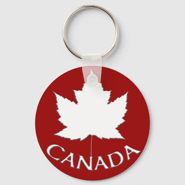 Canada Souvenir Key Chain Red & White Maple Leaf (Front)