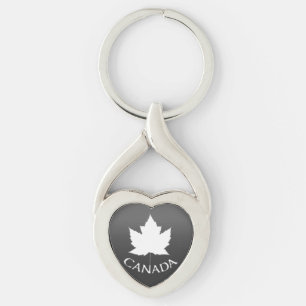 Canada Souvenir Key Chain White Maple Leaf
