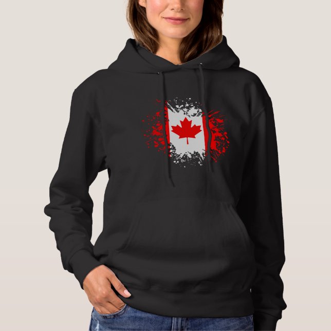 Canada Souvenir Landmark, White North Flag Travel Hoodie (Front)