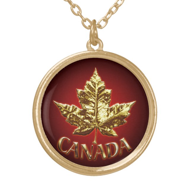 Canada Souvenir Necklace Canada Gold Maple Leaf (Front)