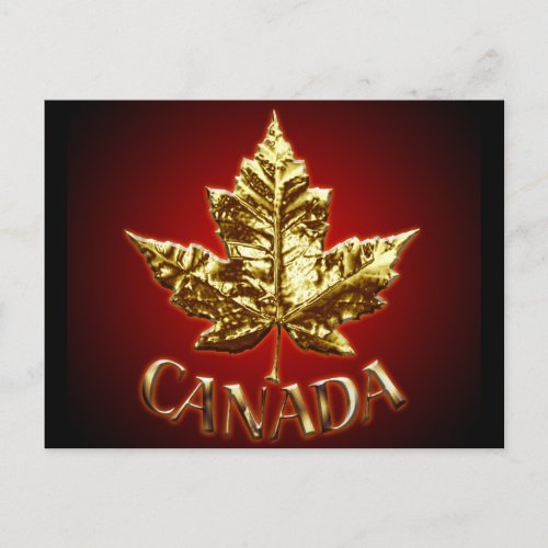 Canada Souvenir Postcards Gold Canada Flag Cards