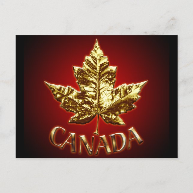 Canada Souvenir Postcards Gold Canada Flag Cards (Front)