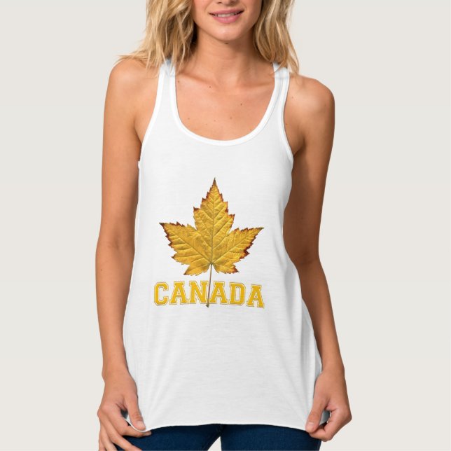 Canada Souvenir Tank Top Yellow Leaf Womens Canada (Front)