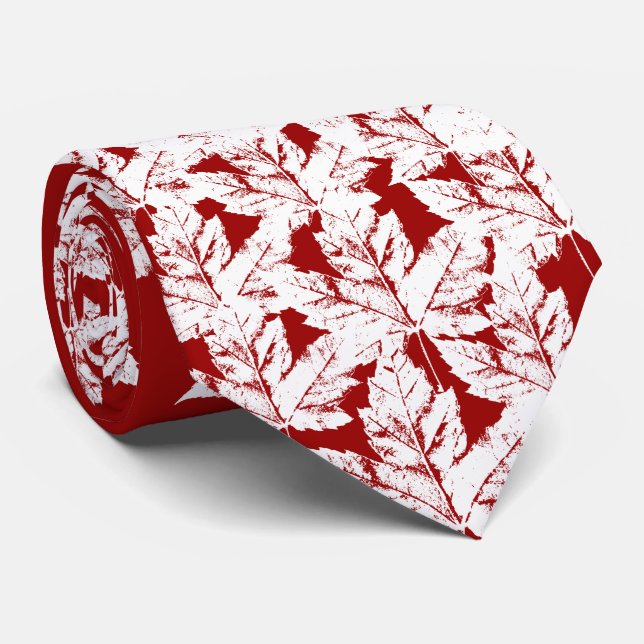 Canada Souvenir Tie Red Retro Winter Canada Tie (Rolled)