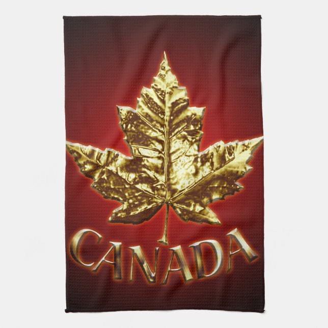 Canada Souvenir Towel Gold Canada Tea Towel (Vertical)