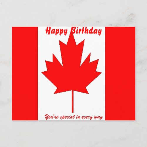 Canada special birthday postcard