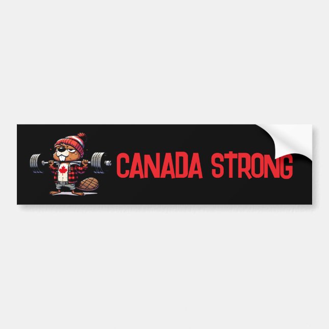 Canada Strong Weight Lifting Beaver Bumper Sticker (Front)