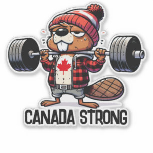 Canada Strong Weight Lifting Beaver Sticker