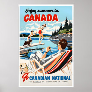 Canada Summer Art Vintage Travel Poster Canadian