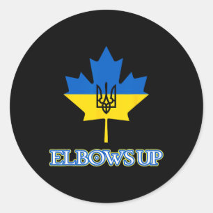 Canada Supports Ukraine Elbows Up Maple Leaf Tride Classic Round Sticker