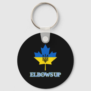 Canada Supports Ukraine Elbows Up Maple Leaf Tride Keychain