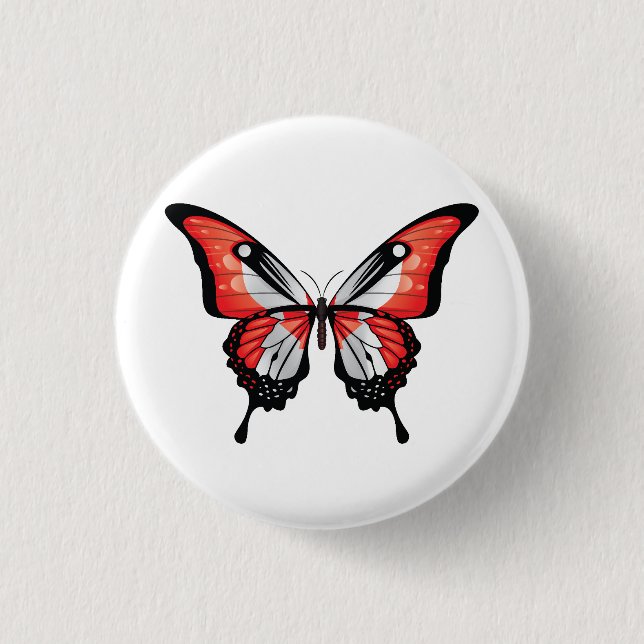 Canada Swallowtail Butterfly Flag Sticker Button (Front)
