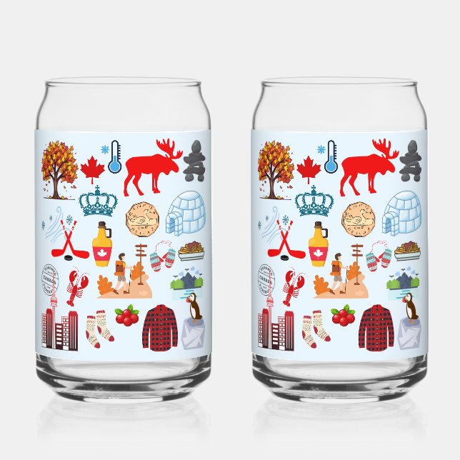 Canada Symbols Can Glass (Front)