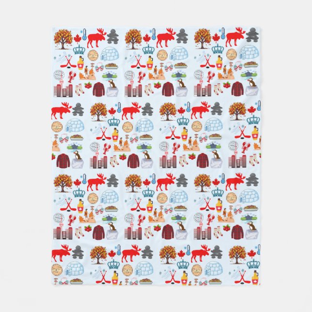 Canada Symbols Fleece Blanket (Front)