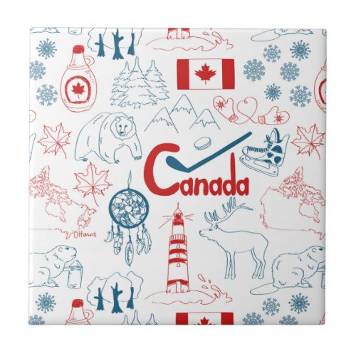 Canada  Symbols Pattern Ceramic Tile