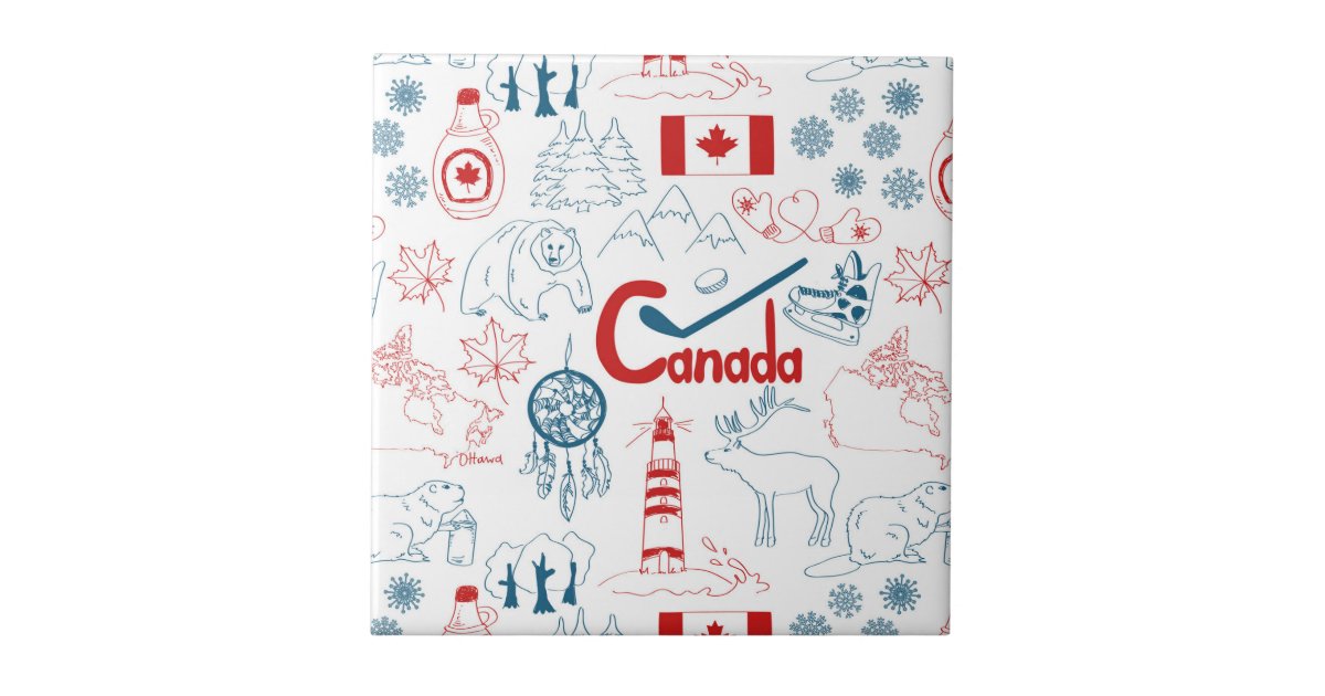 Canada | Symbols Pattern Ceramic Tile | Zazzle