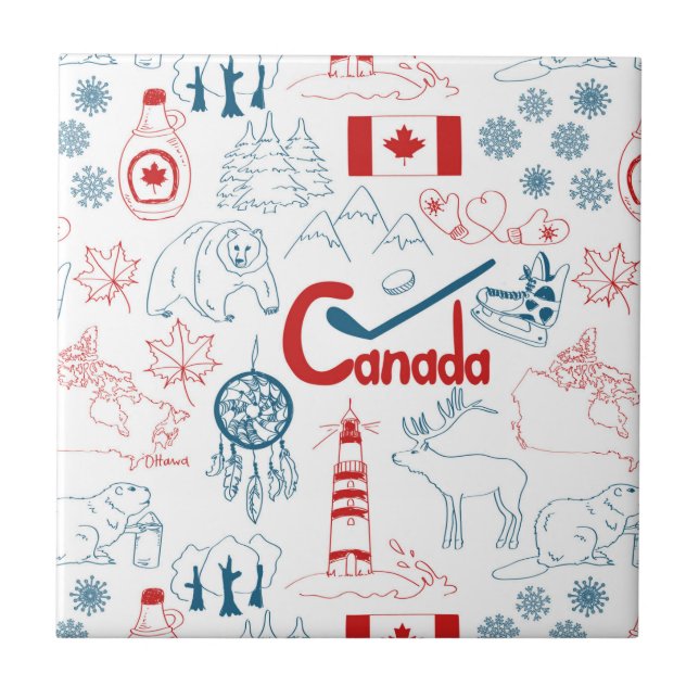 Canada | Symbols Pattern Ceramic Tile (Front)