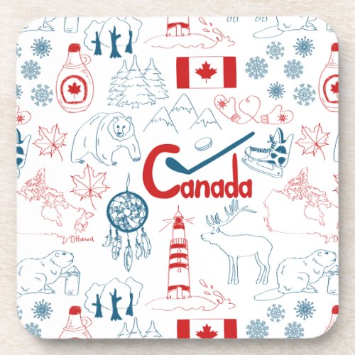 Canada  Symbols Pattern Coaster