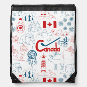 Canada Symbols Pattern Drawstring Bag