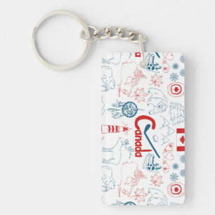 Canada Symbols Pattern Keychain