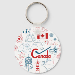 Canada Symbols Pattern Keychain