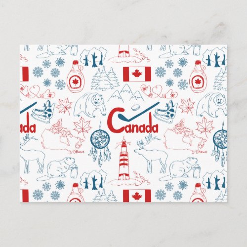 Canada  Symbols Pattern Postcard