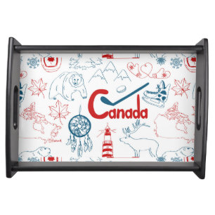 Canada Symbols Pattern Serving Tray
