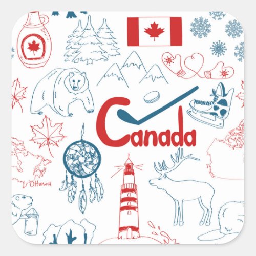 Canada  Symbols Pattern Square Sticker