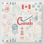Canada | Symbols Pattern Stone Coaster