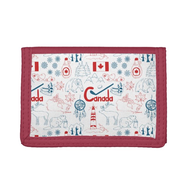 Canada | Symbols Pattern Tri-fold Wallet (Front)