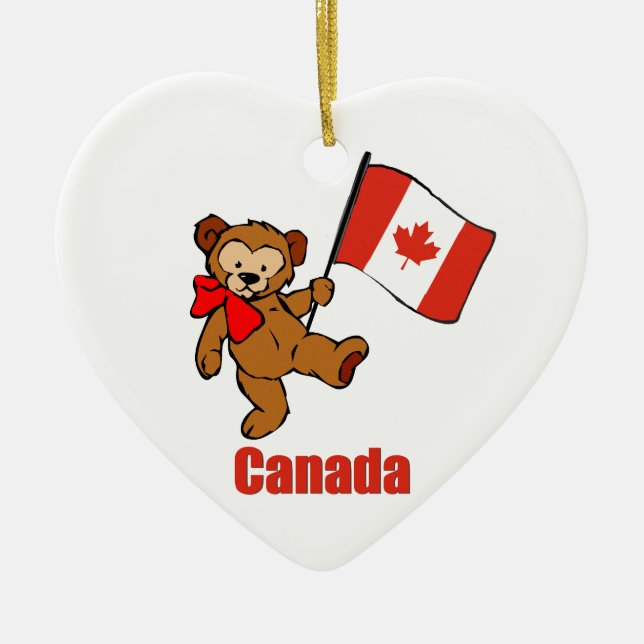 Canada Teddy Bear Ceramic Ornament (Front)