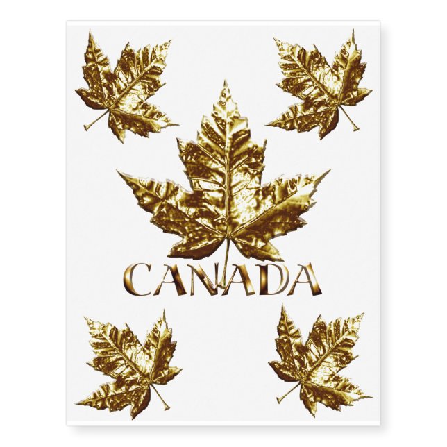 Canada Temporary Tattoo Gold Canada Leaf Souvenir (Front)