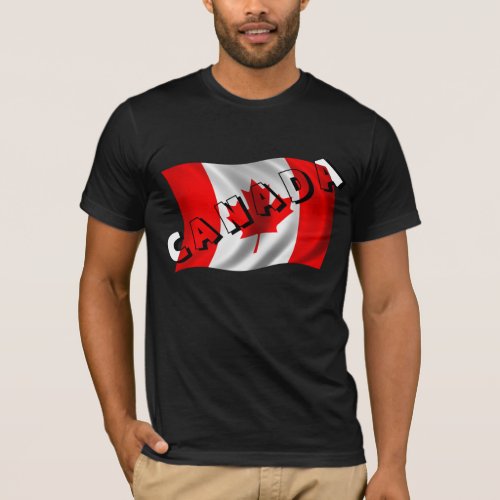 CANADA Text on Canadian Flag T_Shirt