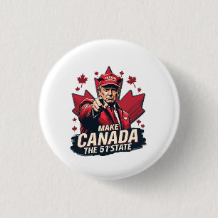 Canada the 51st State Trump Canadian Button