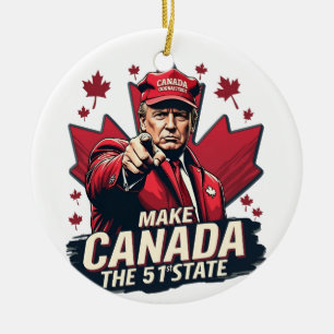 Canada the 51st State Trump Canadian  Ceramic Ornament