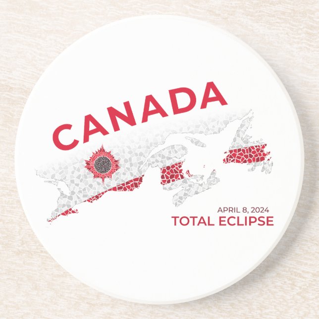 Canada Total Eclipse Stone Coaster, Round Sandston Coaster (Front)